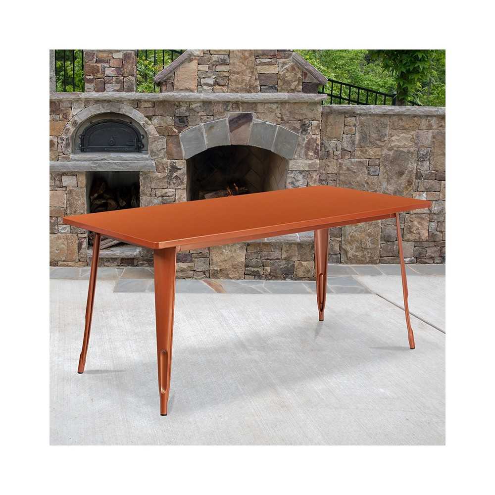 Commercial Grade 31.5" x 63" Rectangular Copper Metal Indoor-Outdoor Table