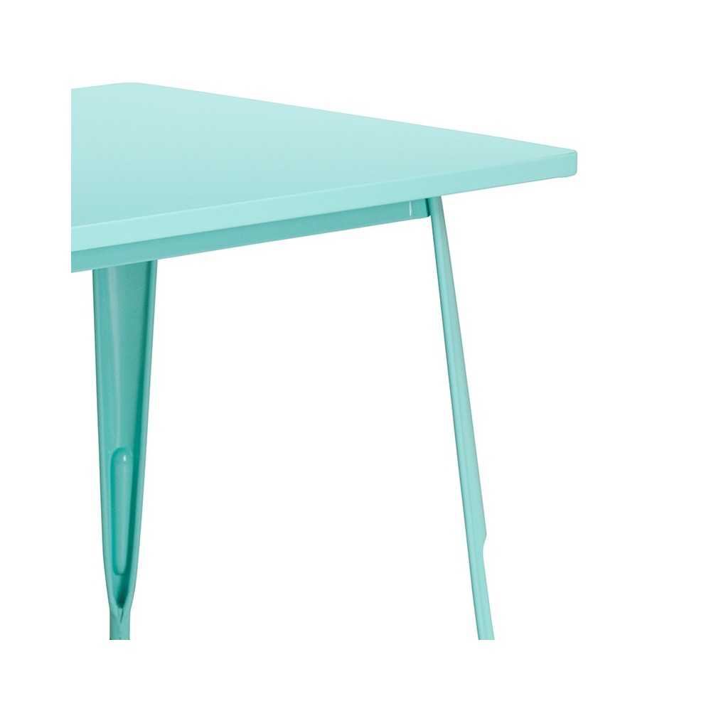 Commercial Grade 31.5" x 63" Rectangular Mint Green Metal Indoor-Outdoor Table