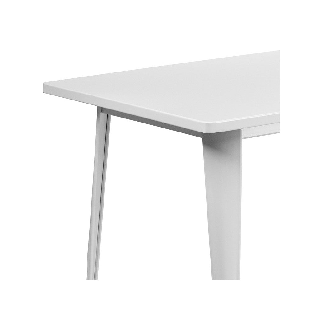 Commercial Grade 31.5" x 63" Rectangular White Metal Indoor-Outdoor Table