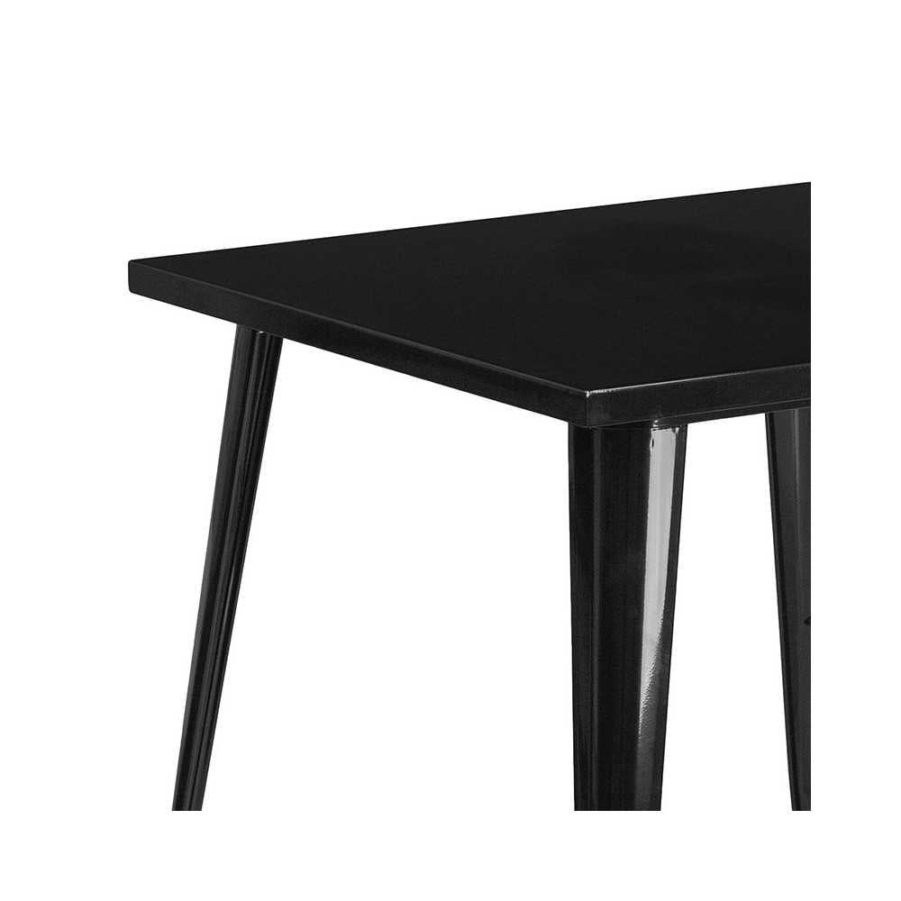 Commercial Grade 31.75" Square Black Metal Indoor-Outdoor Table