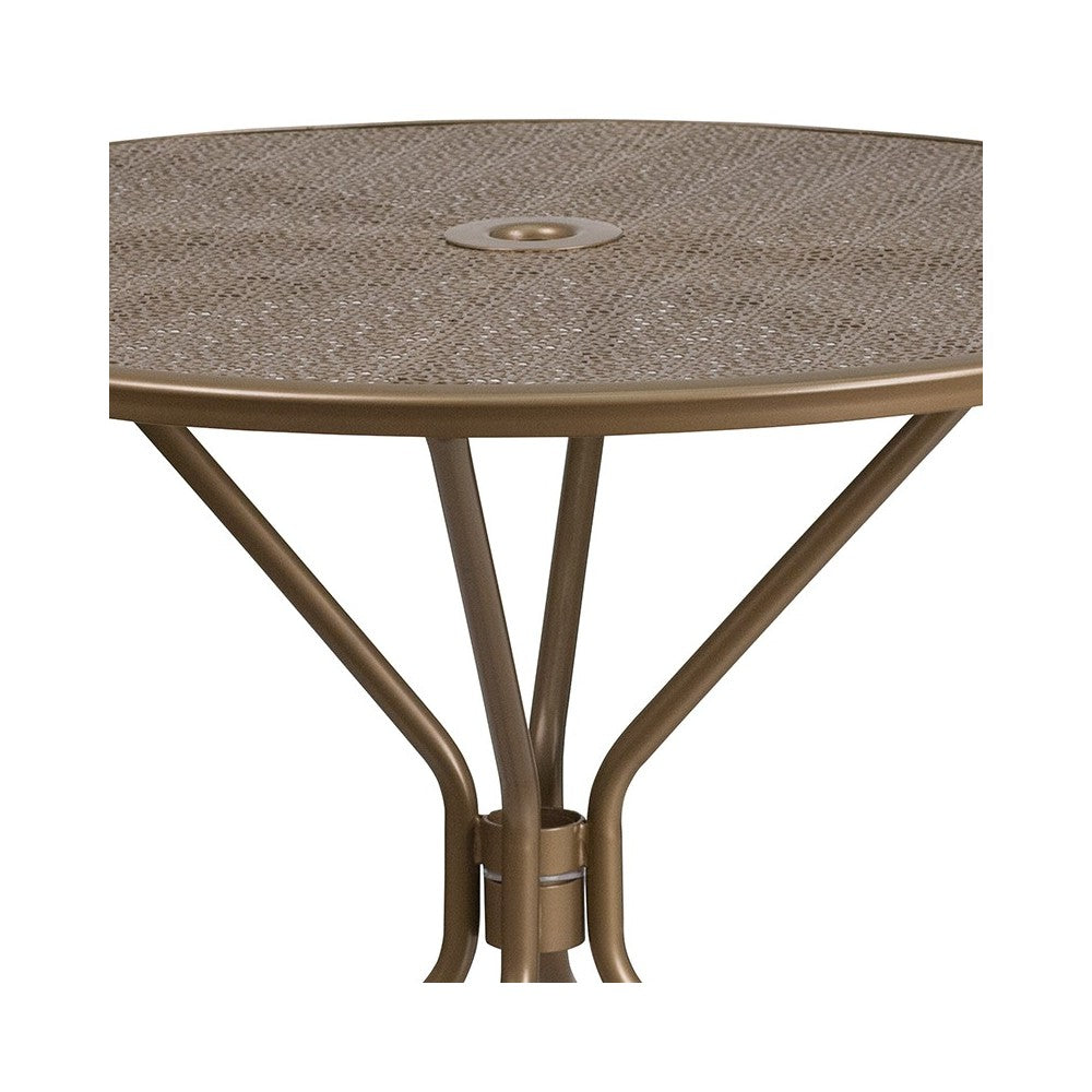 Commercial Grade 35.25" Round Gold Indoor-Outdoor Steel Patio Table