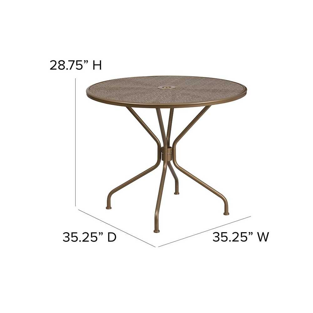 Commercial Grade 35.25" Round Gold Indoor-Outdoor Steel Patio Table