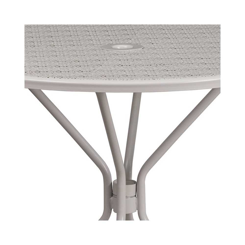 Commercial Grade 35.25" Round Light Gray Indoor-Outdoor Steel Patio Table