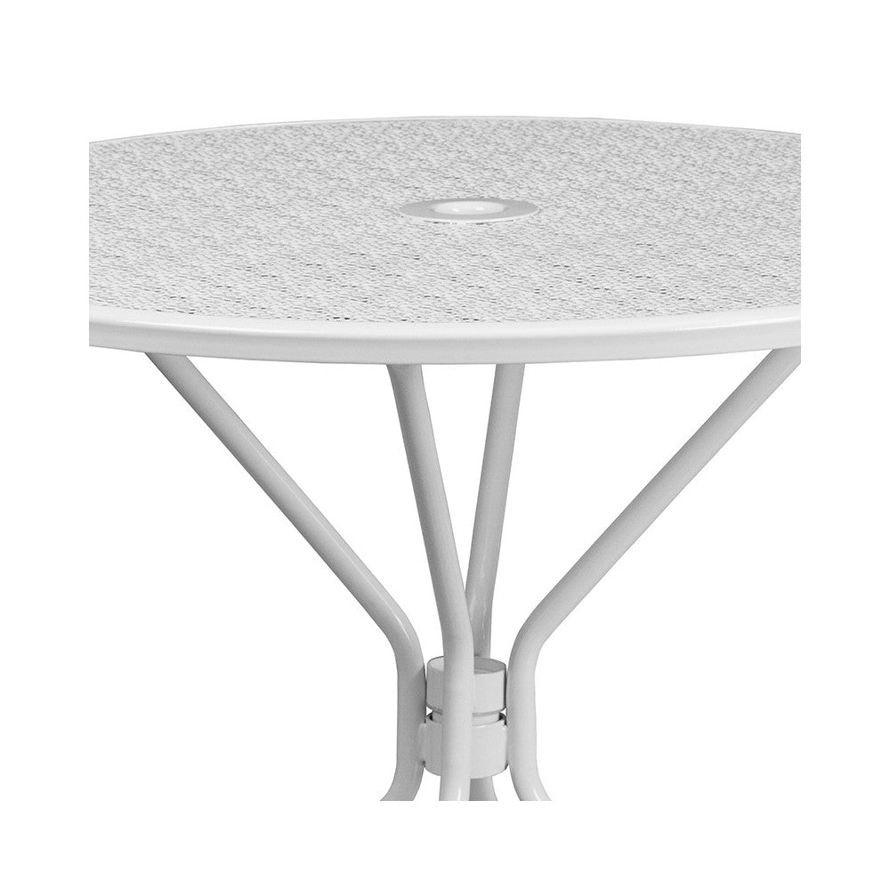 Commercial Grade 35.25" Round White Indoor-Outdoor Steel Patio Table