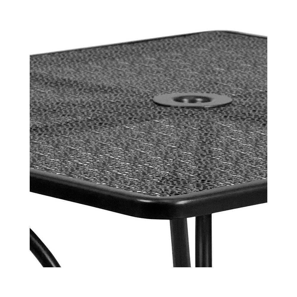Commercial Grade 35.5" Square Black Indoor-Outdoor Steel Patio Table Set with 4 Round Back Chairs