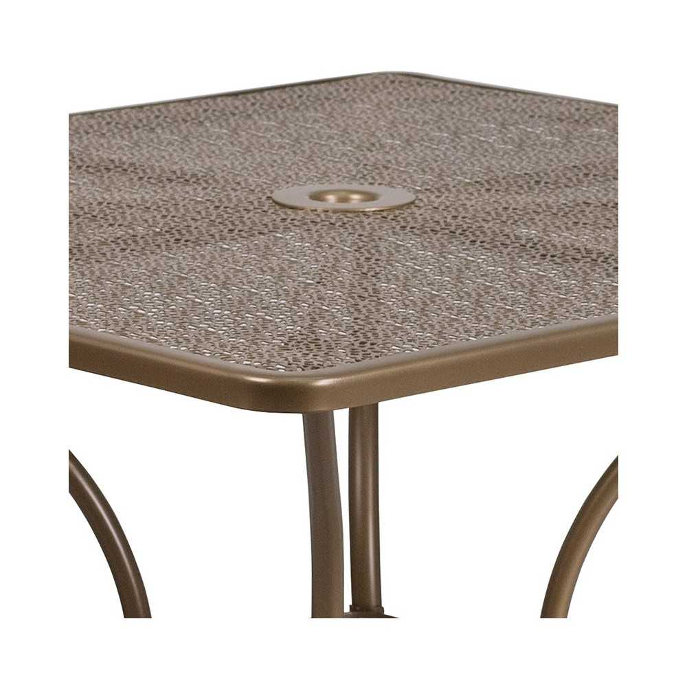 Commercial Grade 35.5" Square Gold Indoor-Outdoor Steel Patio Table