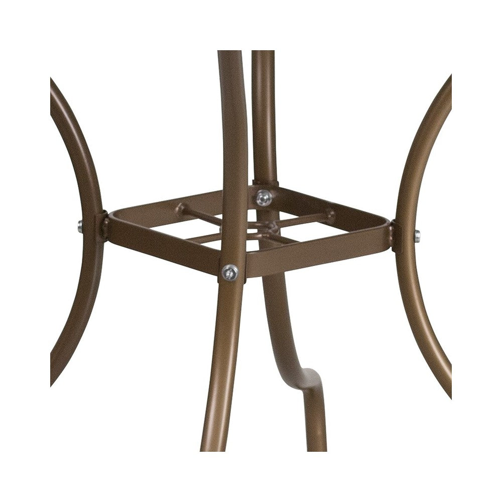 Commercial Grade 35.5" Square Gold Indoor-Outdoor Steel Patio Table