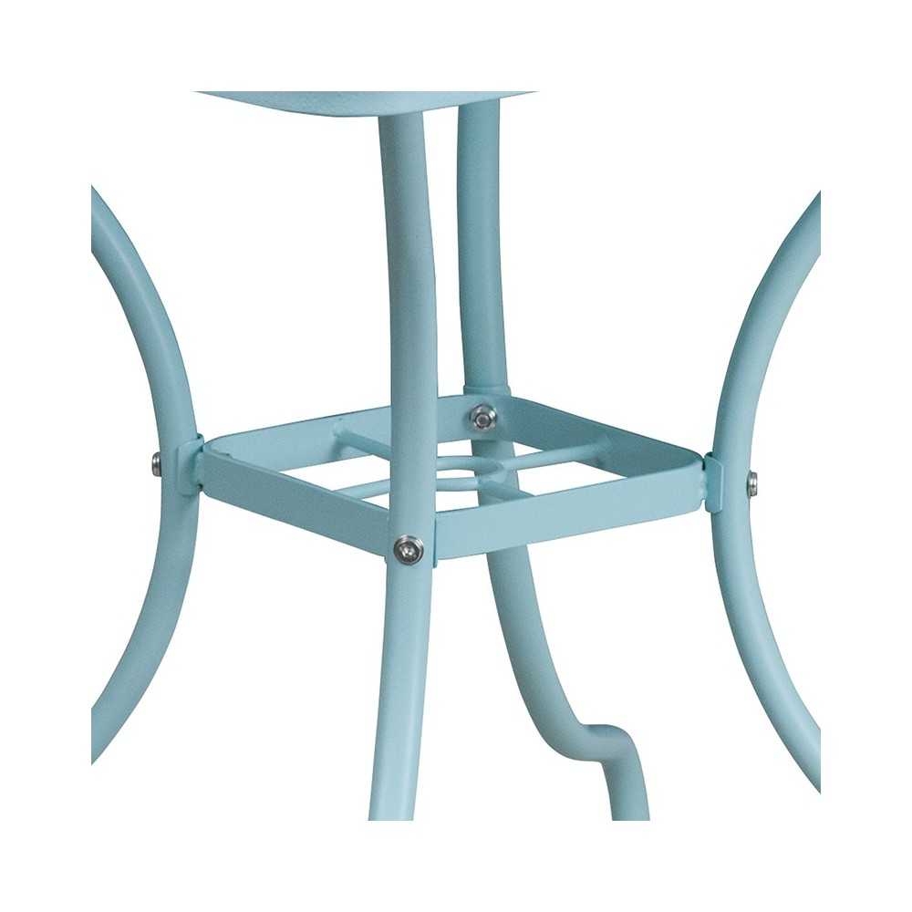 Commercial Grade 35.5" Square Sky Blue Indoor-Outdoor Steel Patio Table