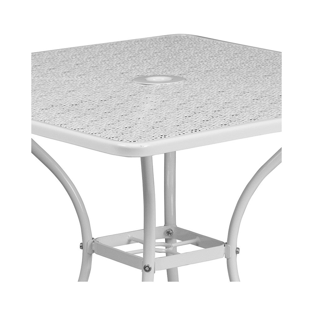 Commercial Grade 35.5" Square White Indoor-Outdoor Steel Patio Table