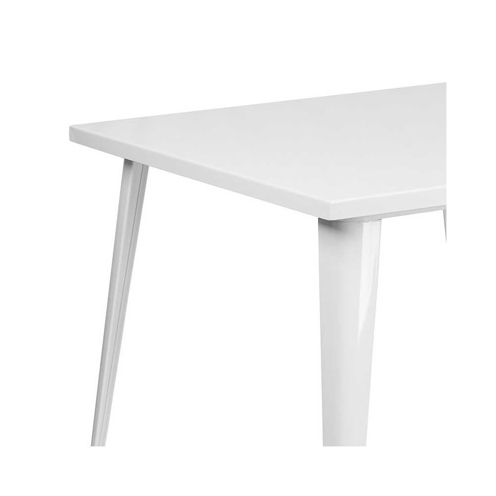 Commercial Grade 35.5" Square White Metal Indoor-Outdoor Table