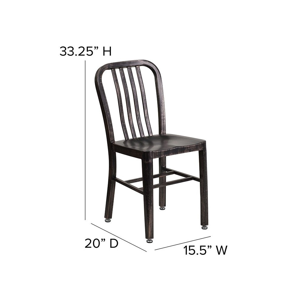 Commercial Grade Black-Antique Gold Metal Indoor-Outdoor Chair