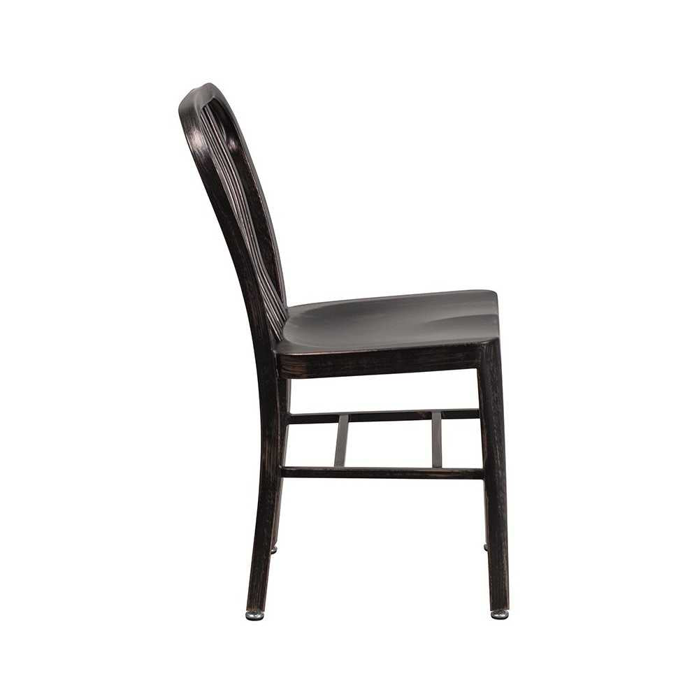 Commercial Grade Black-Antique Gold Metal Indoor-Outdoor Chair