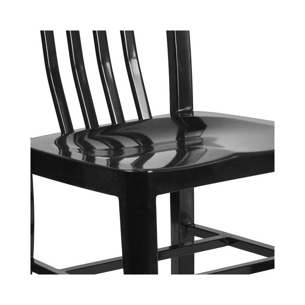 Commercial Grade Black Metal Indoor-Outdoor Chair