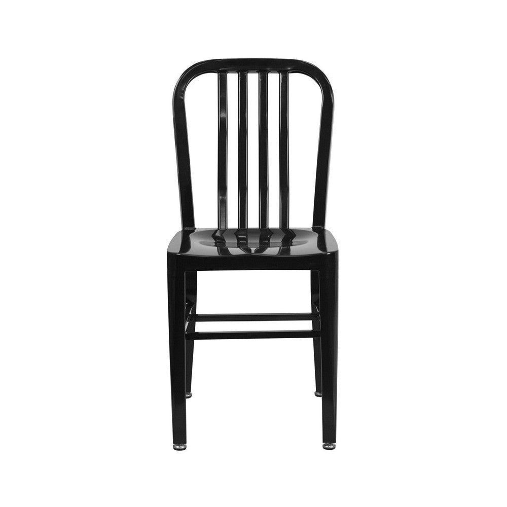 Commercial Grade Black Metal Indoor-Outdoor Chair