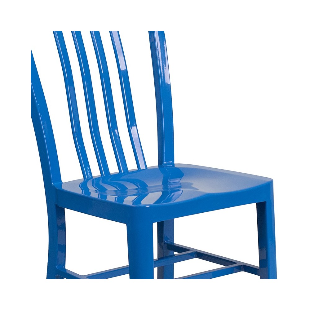 Commercial Grade Blue Metal Indoor-Outdoor Chair