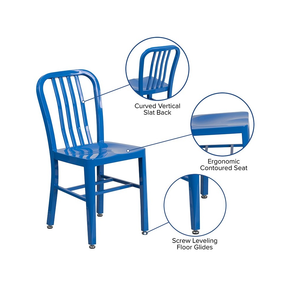 Commercial Grade Blue Metal Indoor-Outdoor Chair
