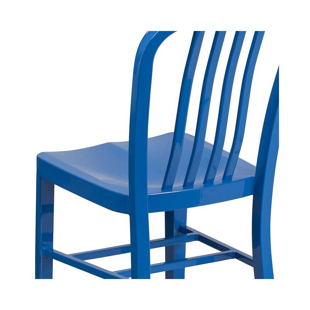 Commercial Grade Blue Metal Indoor-Outdoor Chair