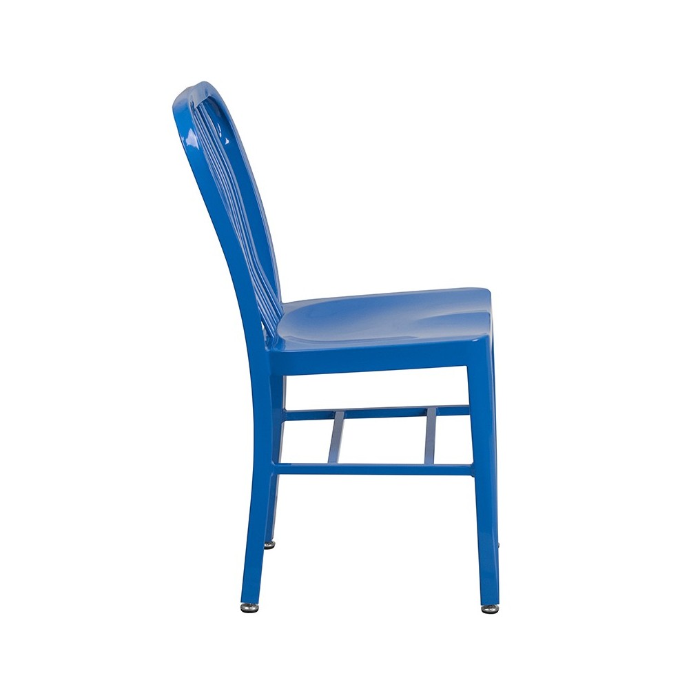 Commercial Grade Blue Metal Indoor-Outdoor Chair