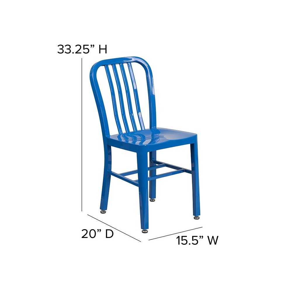 Commercial Grade Blue Metal Indoor-Outdoor Chair