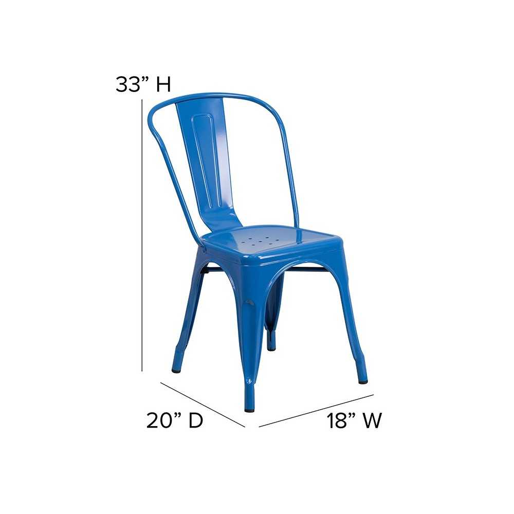Commercial Grade Blue Metal Indoor-Outdoor Stackable Chair