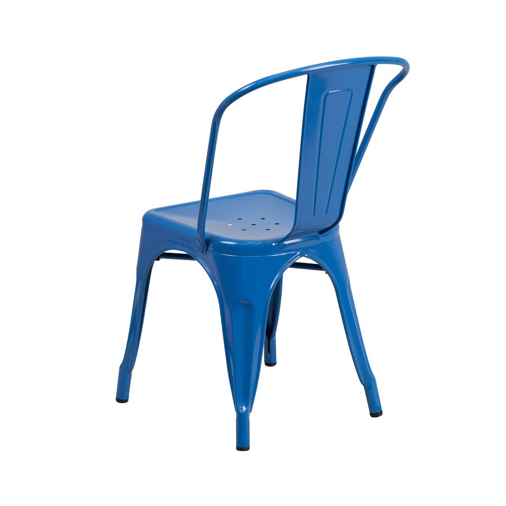 Commercial Grade Blue Metal Indoor-Outdoor Stackable Chair