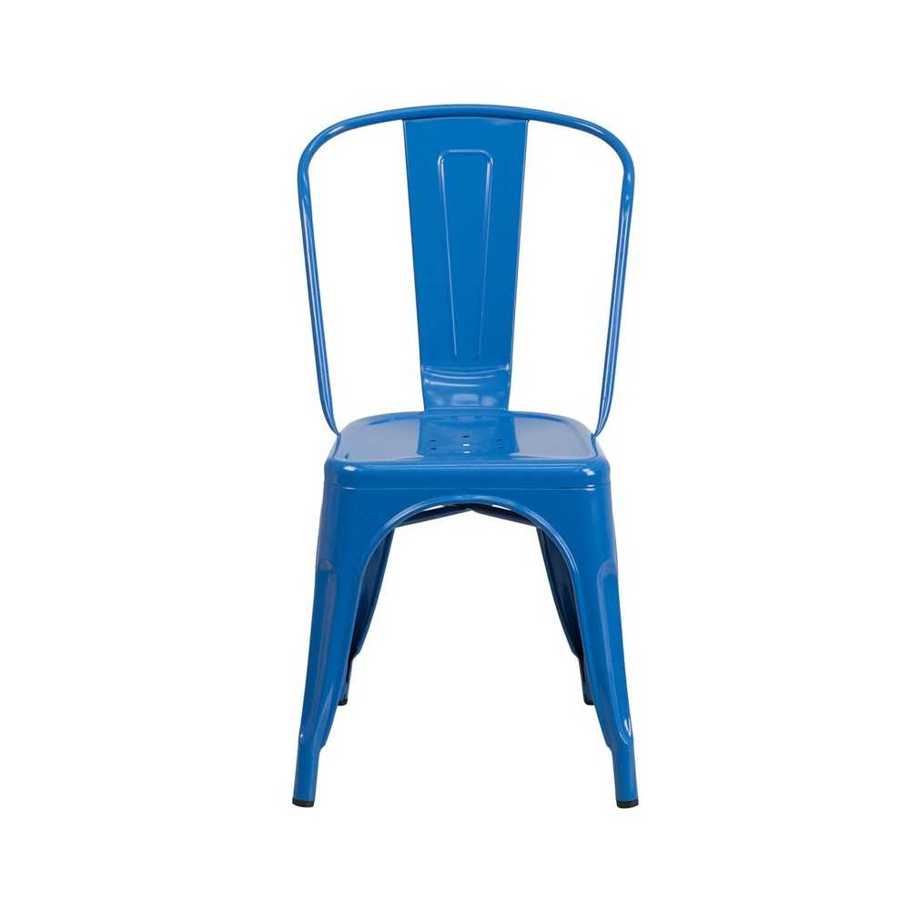 Commercial Grade Blue Metal Indoor-Outdoor Stackable Chair