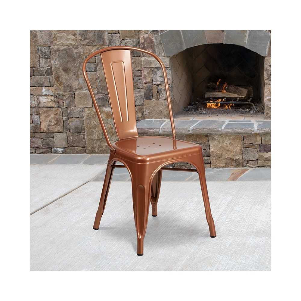 Commercial Grade Copper Metal Indoor-Outdoor Stackable Chair