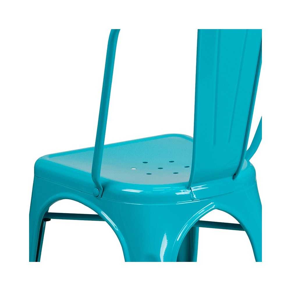 Commercial Grade Crystal Teal-Blue Metal Indoor-Outdoor Stackable Chair