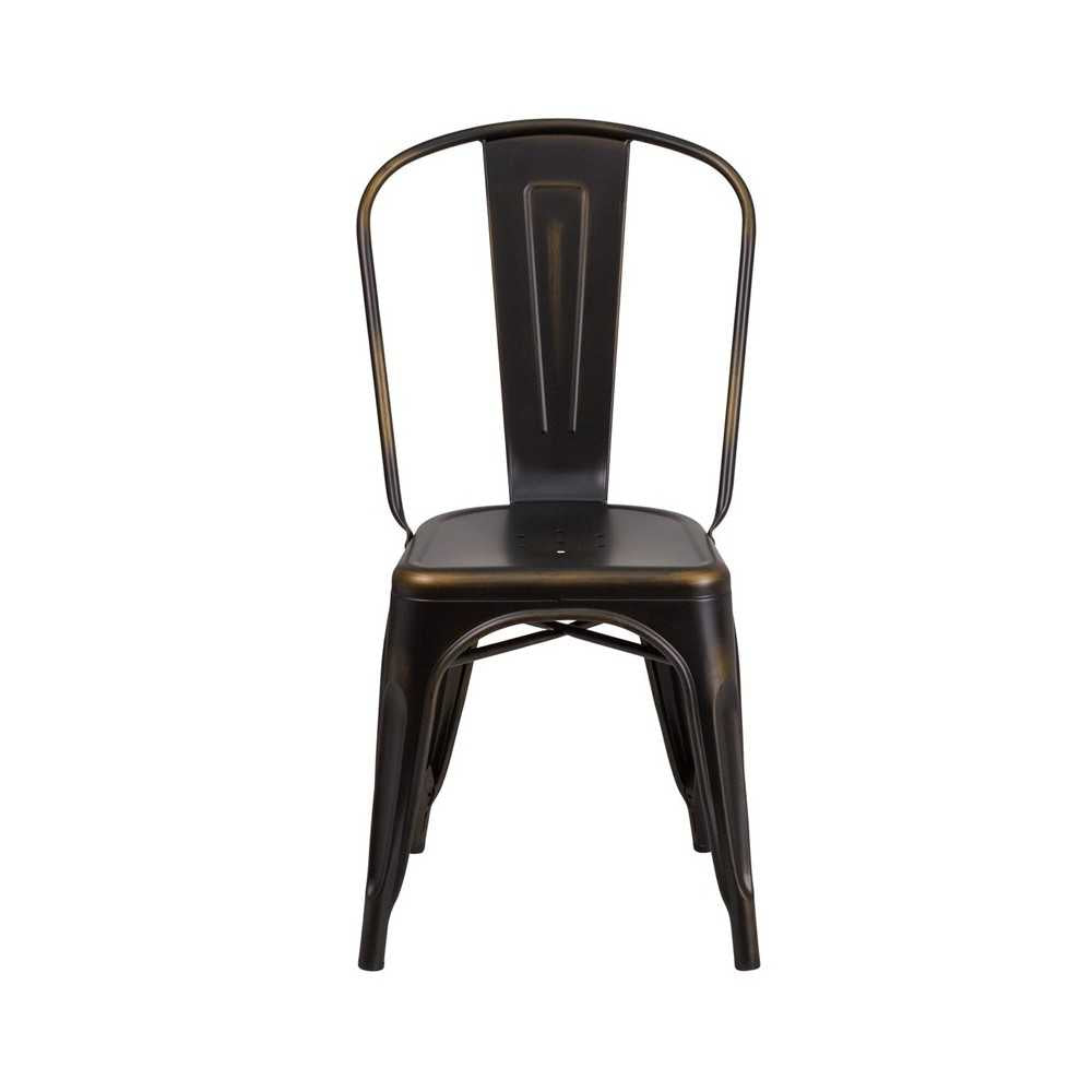 Commercial Grade Distressed Copper Metal Indoor-Outdoor Stackable Chair