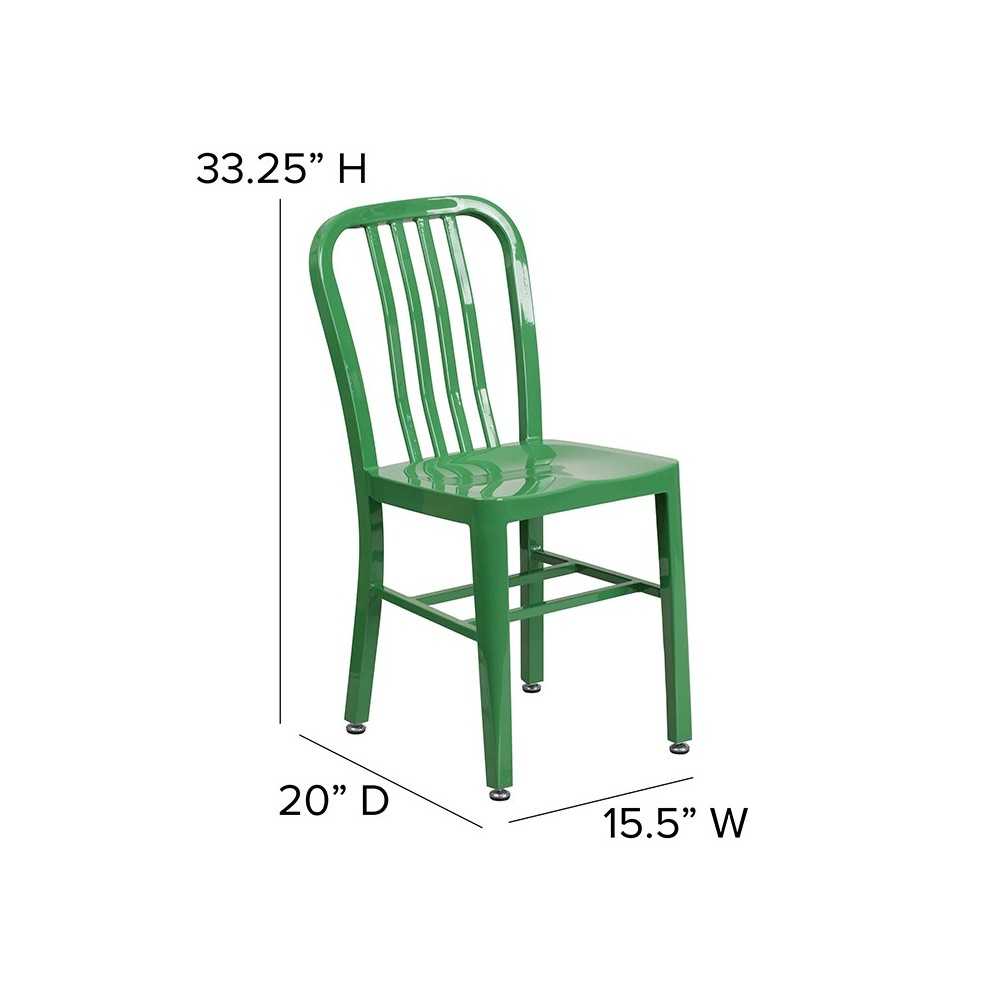 Commercial Grade Green Metal Indoor-Outdoor Chair