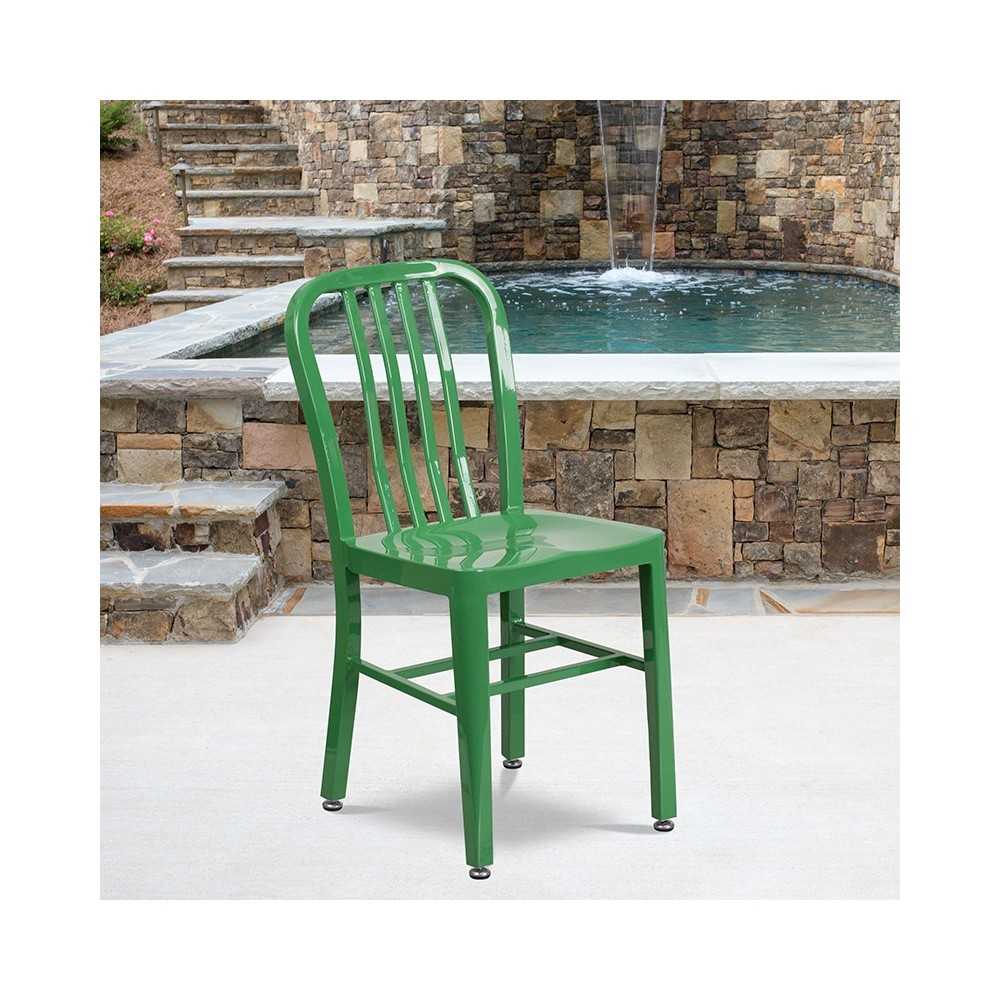 Commercial Grade Green Metal Indoor-Outdoor Chair