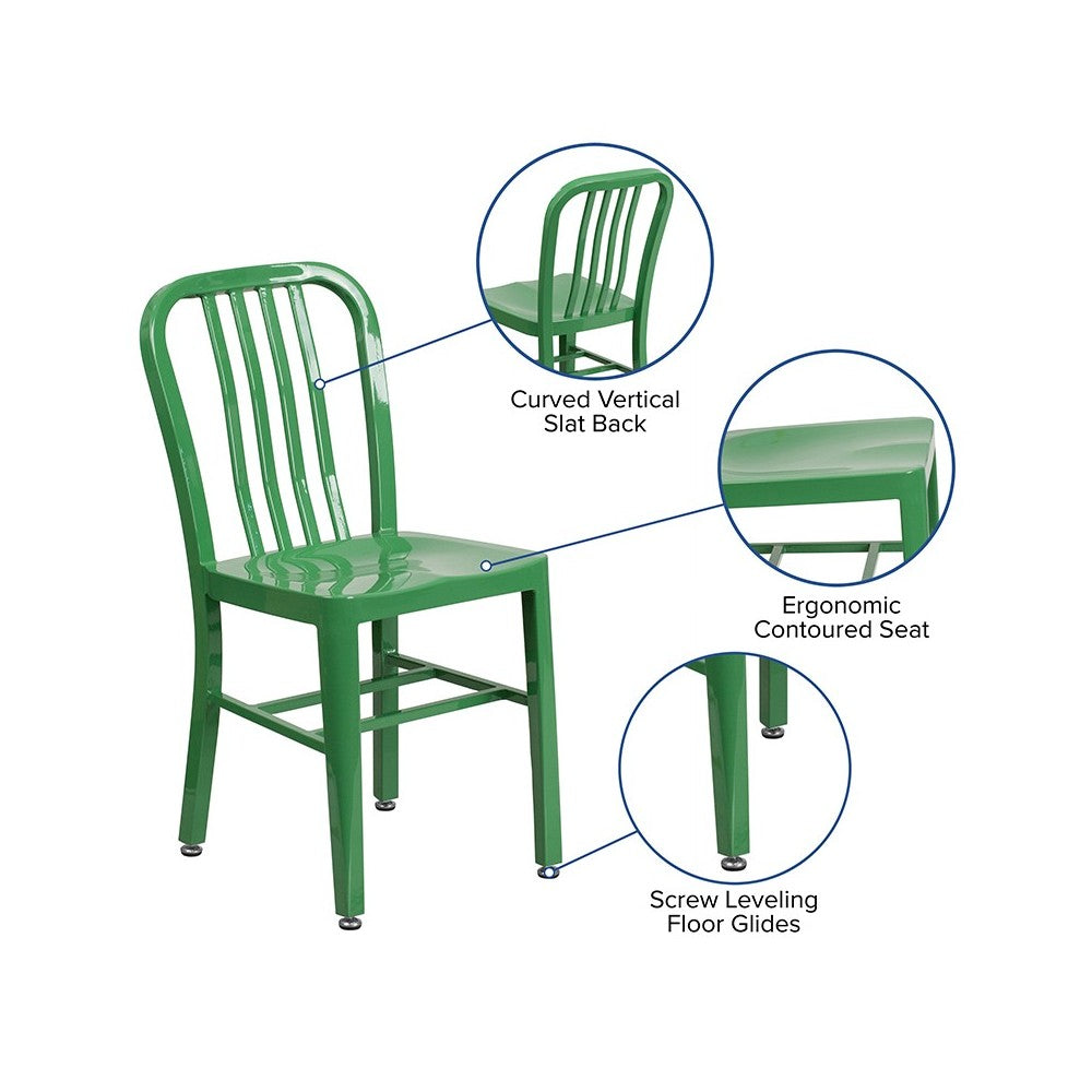 Commercial Grade Green Metal Indoor-Outdoor Chair