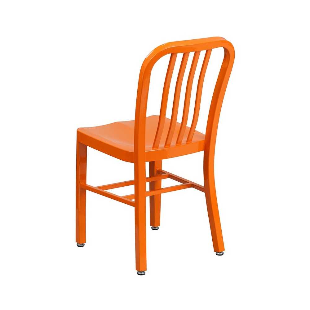 Commercial Grade Orange Metal Indoor-Outdoor Chair