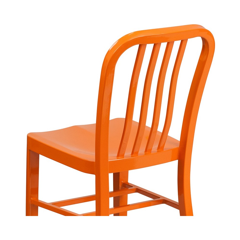 Commercial Grade Orange Metal Indoor-Outdoor Chair