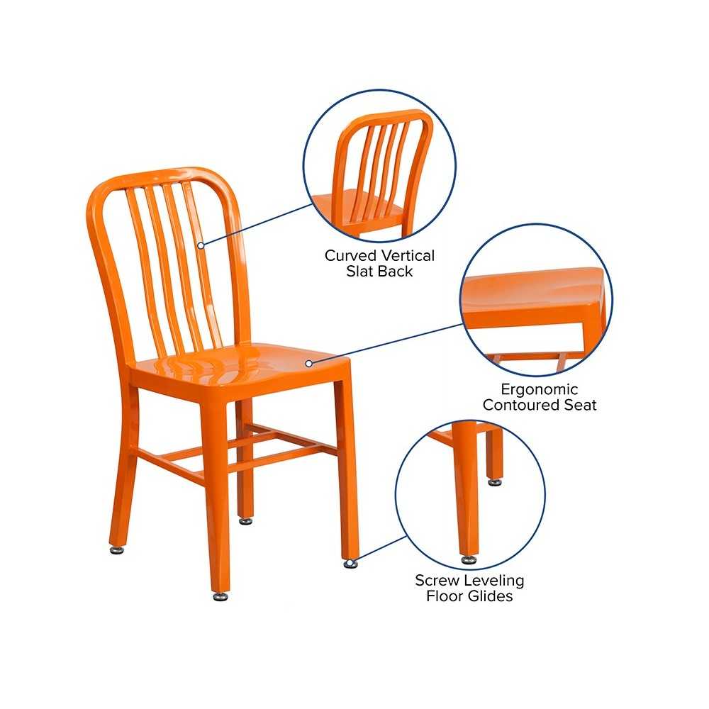 Commercial Grade Orange Metal Indoor-Outdoor Chair