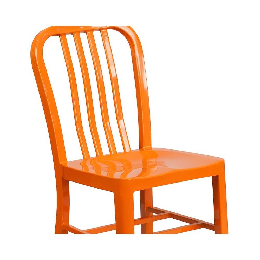Commercial Grade Orange Metal Indoor-Outdoor Chair