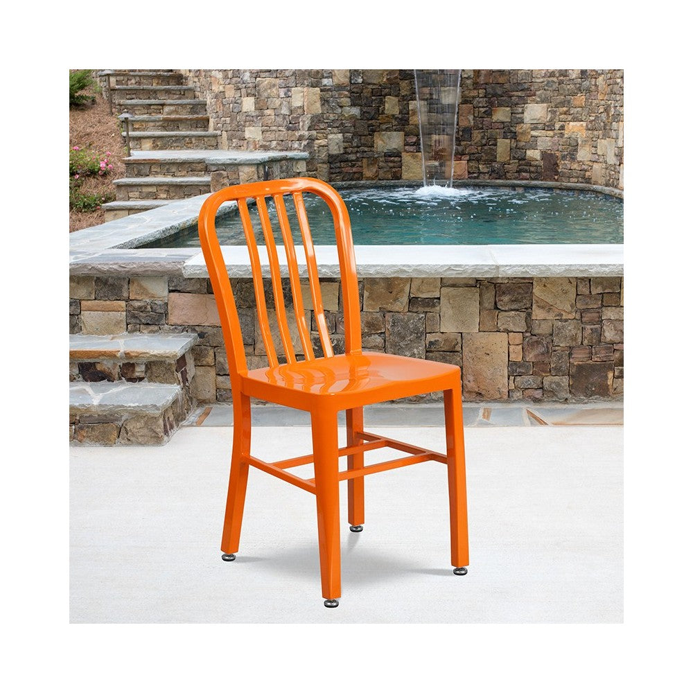 Commercial Grade Orange Metal Indoor-Outdoor Chair