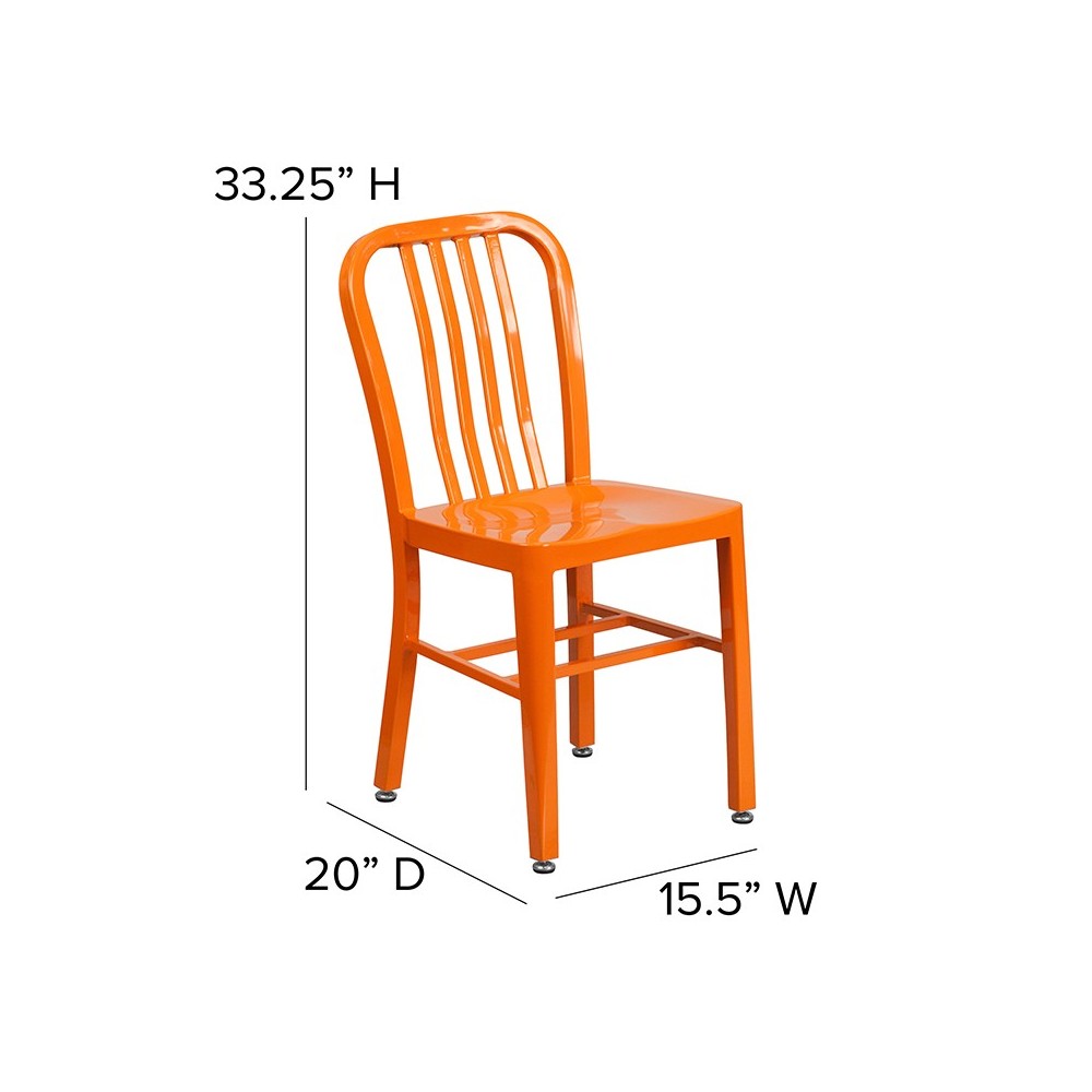 Commercial Grade Orange Metal Indoor-Outdoor Chair