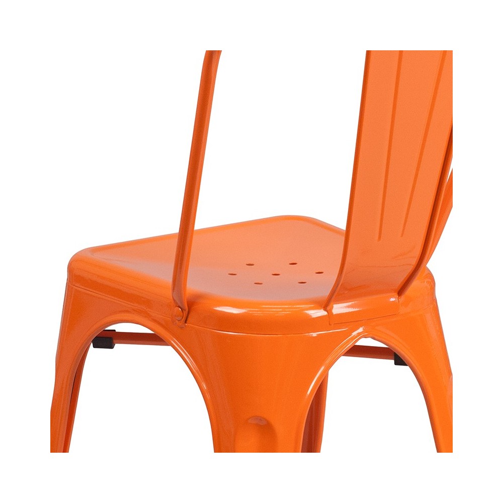 Commercial Grade Orange Metal Indoor-Outdoor Stackable Chair