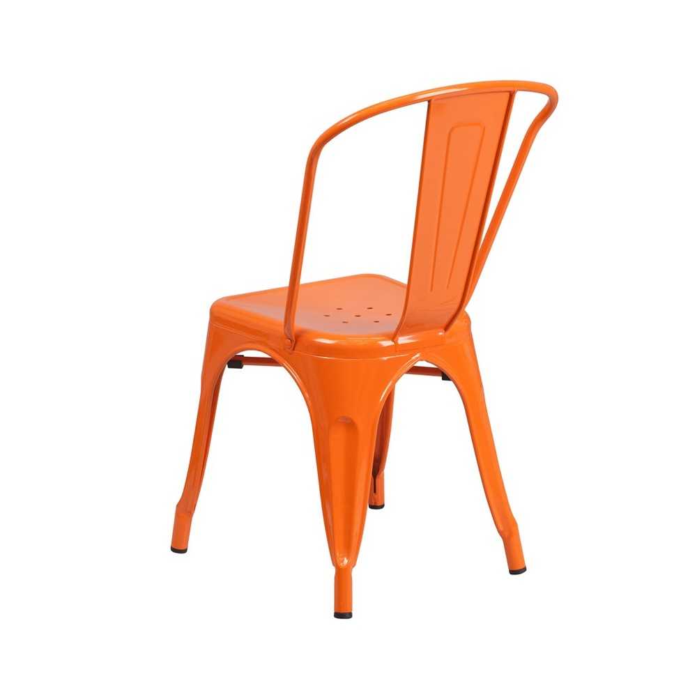 Commercial Grade Orange Metal Indoor-Outdoor Stackable Chair