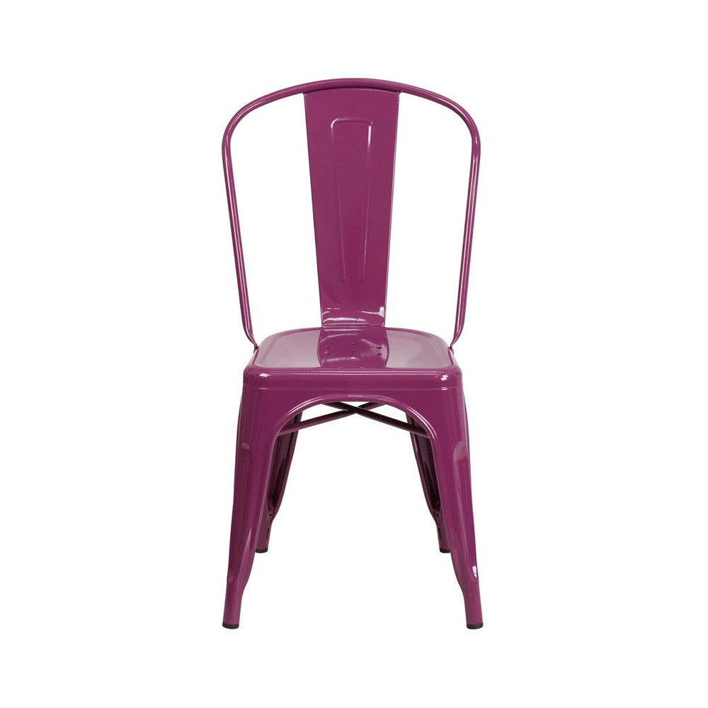 Commercial Grade Purple Metal Indoor-Outdoor Stackable Chair