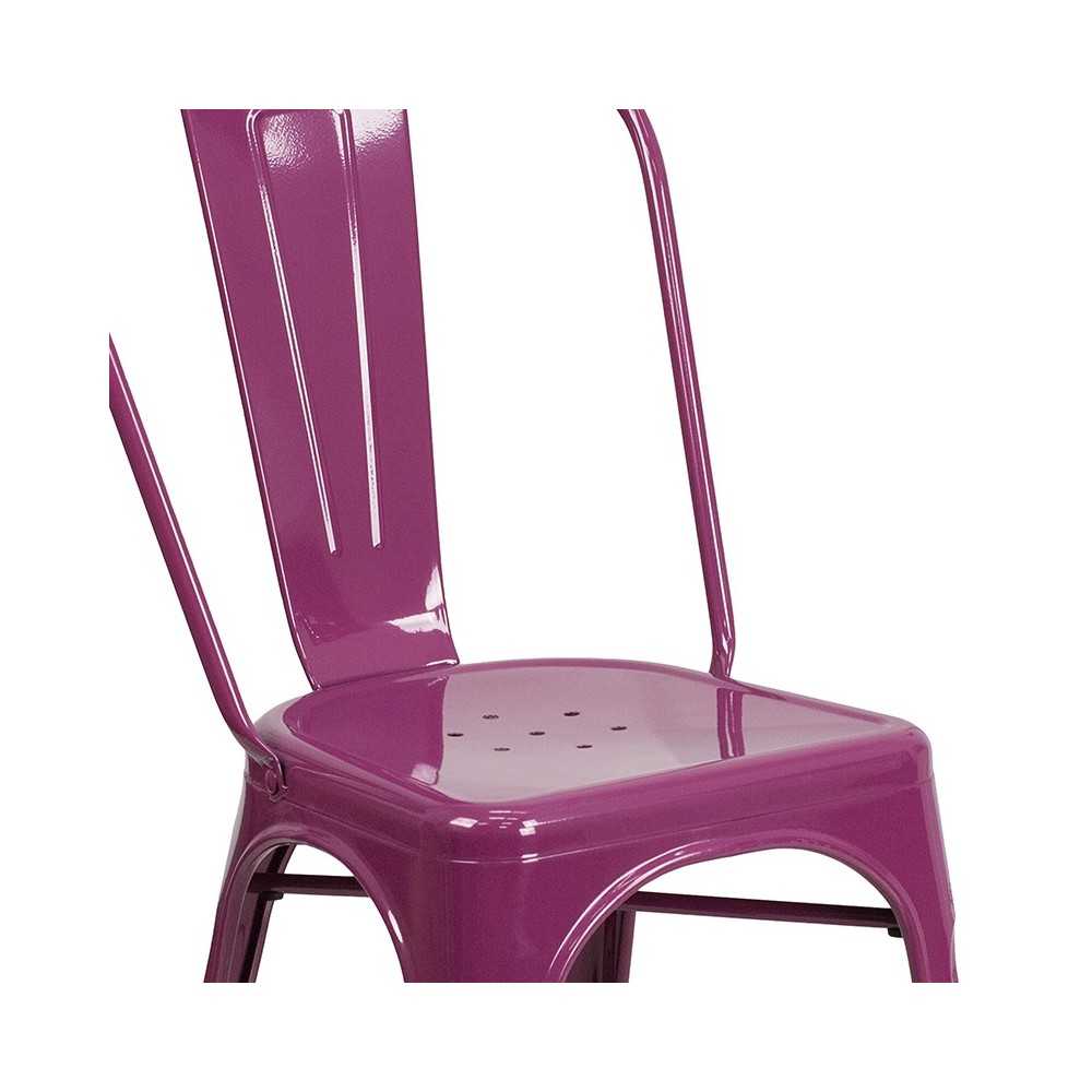 Commercial Grade Purple Metal Indoor-Outdoor Stackable Chair