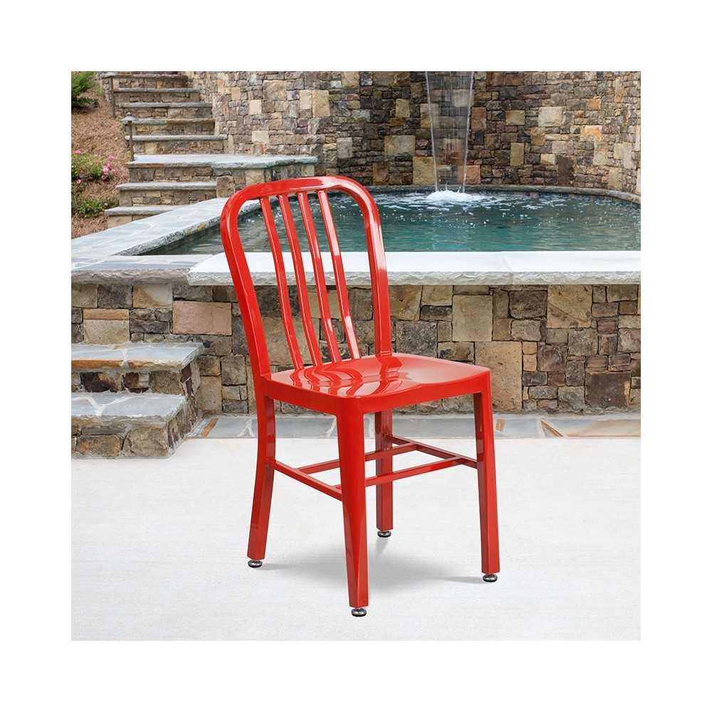 Commercial Grade Red Metal Indoor-Outdoor Chair