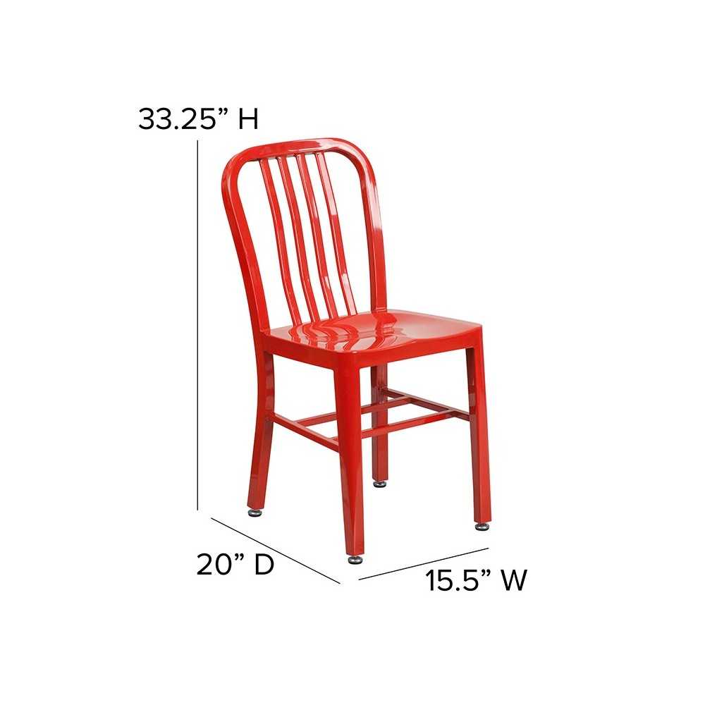 Commercial Grade Red Metal Indoor-Outdoor Chair