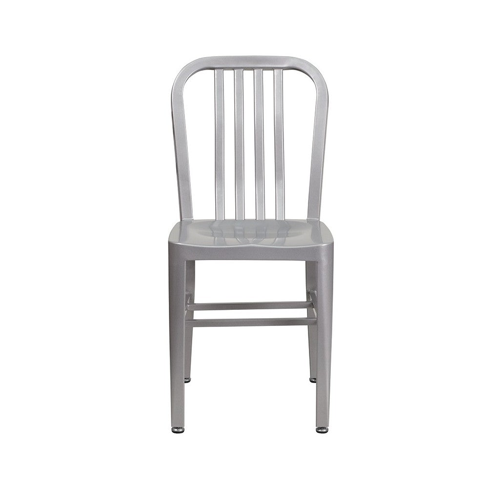 Commercial Grade Silver Metal Indoor-Outdoor Chair