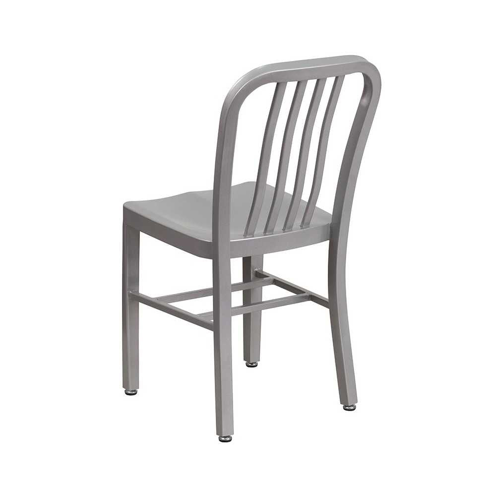 Commercial Grade Silver Metal Indoor-Outdoor Chair