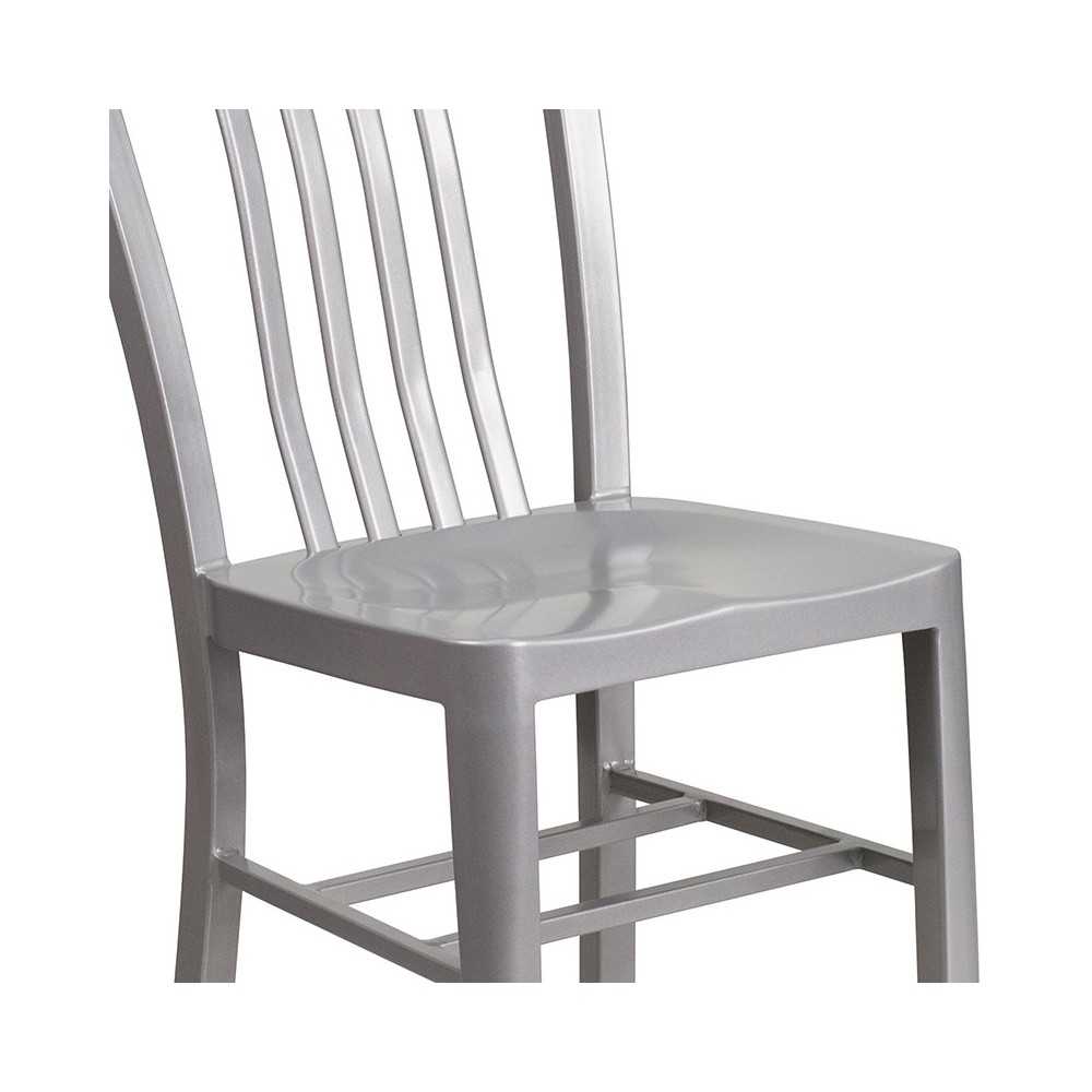 Commercial Grade Silver Metal Indoor-Outdoor Chair