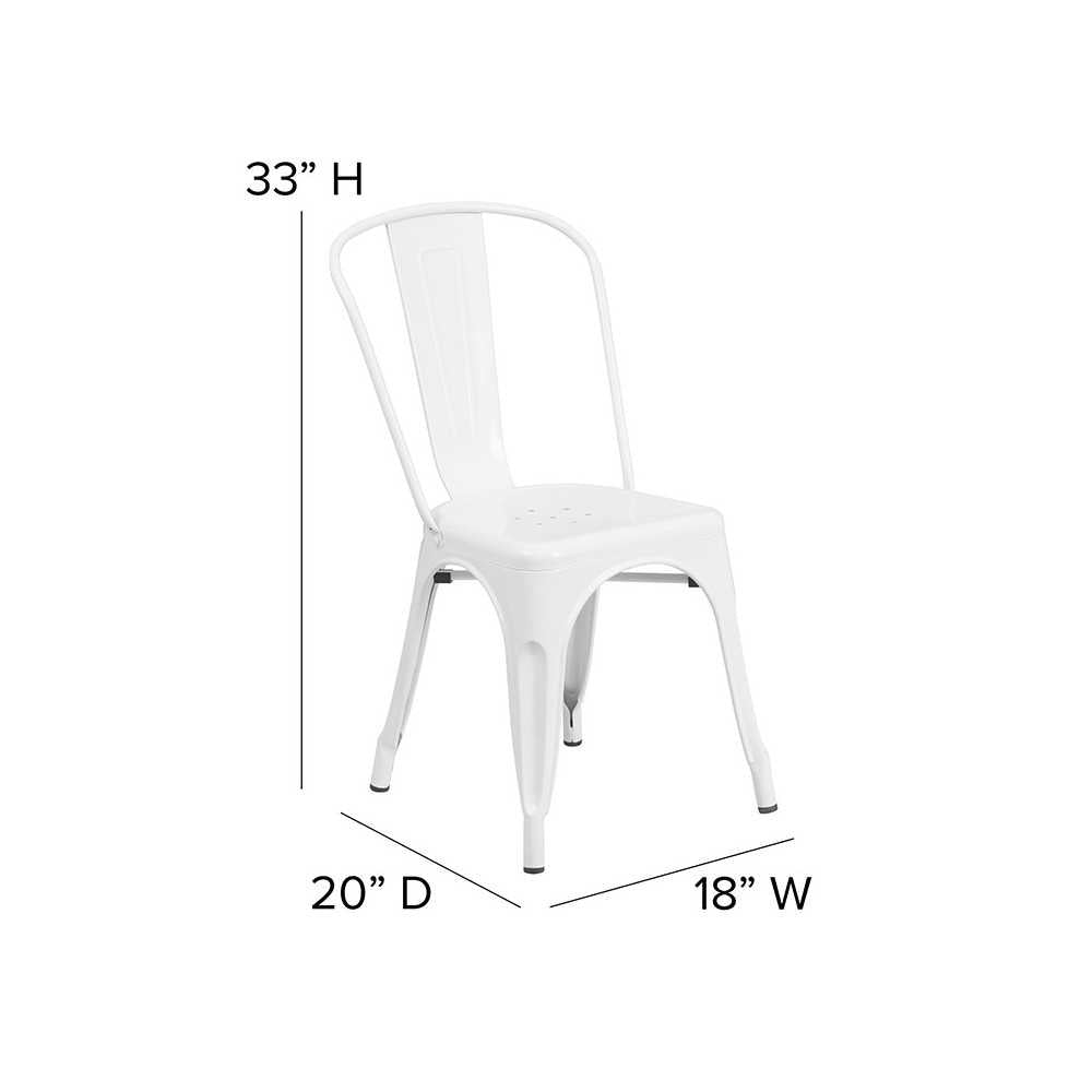 Commercial Grade White Metal Indoor-Outdoor Stackable Chair