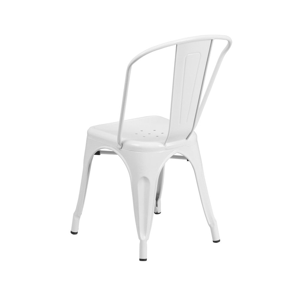 Commercial Grade White Metal Indoor-Outdoor Stackable Chair