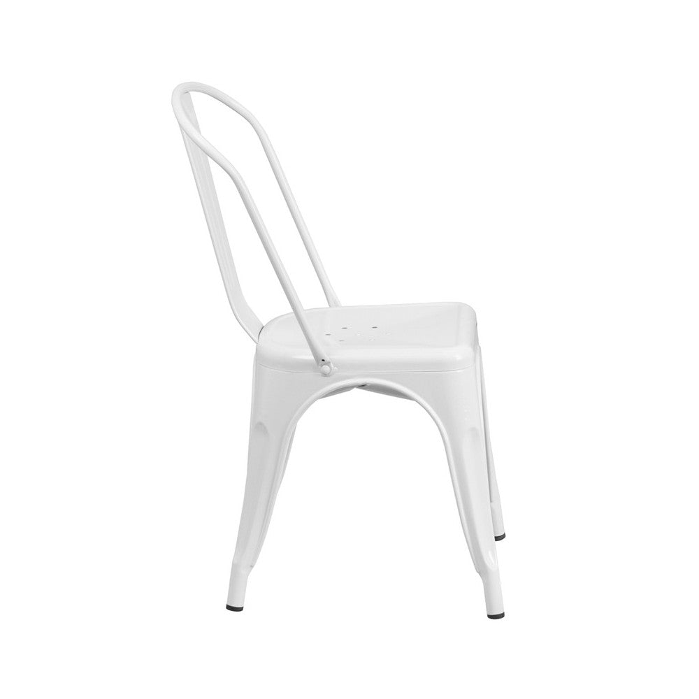 Commercial Grade White Metal Indoor-Outdoor Stackable Chair